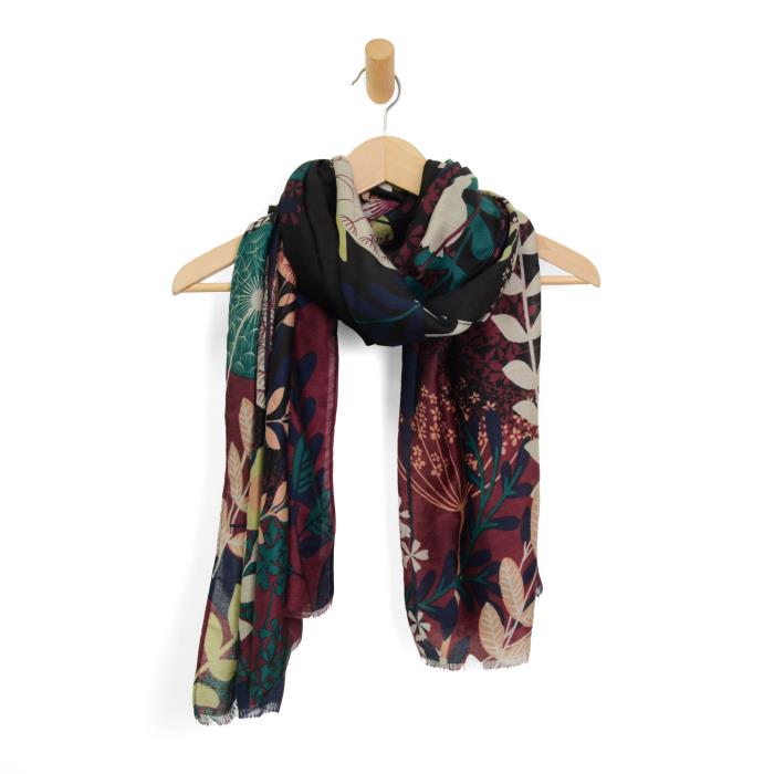 BLACK DANDELION FLORAL SCARF
