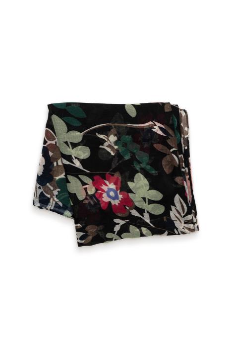BLACK MULTI CUT FLOWER GARDEN SCARF