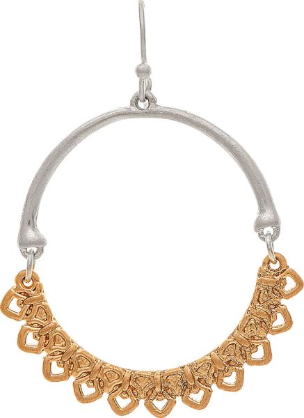 Two Tone Gold Filigree Hinge Circle Earring