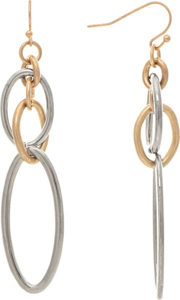 Two Tone Oval Ellipse Chain links Earrings
