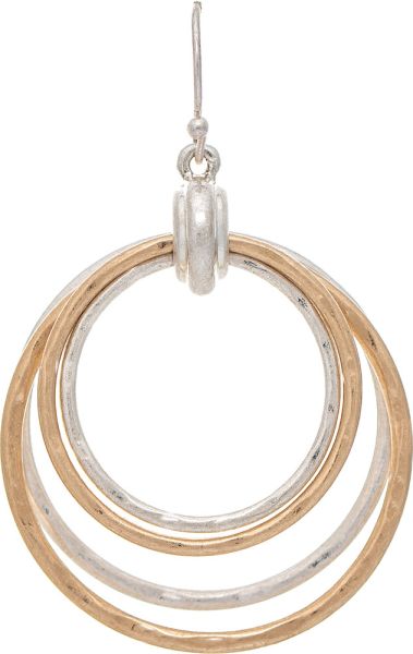 TWO TONE FOUR RINGS BUNDLE EARRINGS
