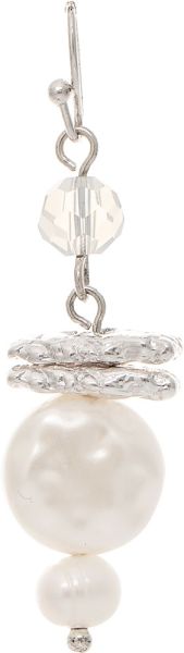 Silver Coin Pearl Crystal Stack Earrings