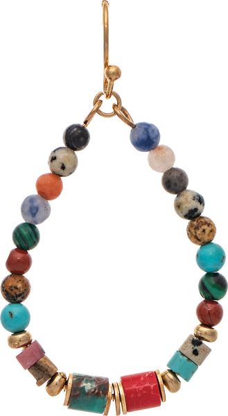 Gold Multicolor Stone Bead Teardrop Earrings
