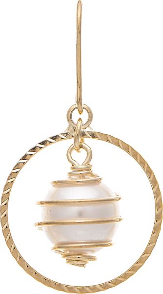 GOLD SPINNY PEARL CIRCLE EARRINGS