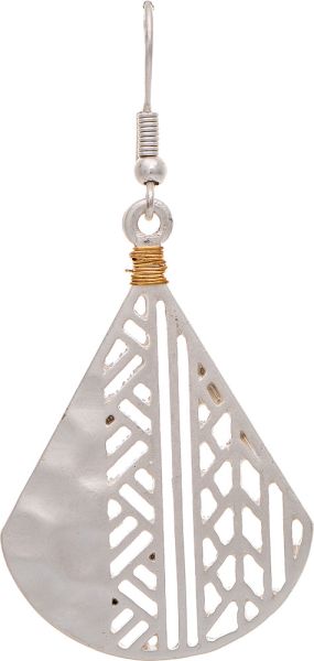 Silver Geometric Cutout Fan Earrings

