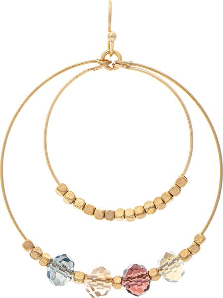 Gold Multicolor Glass & Nugget Bead Circles Earring
