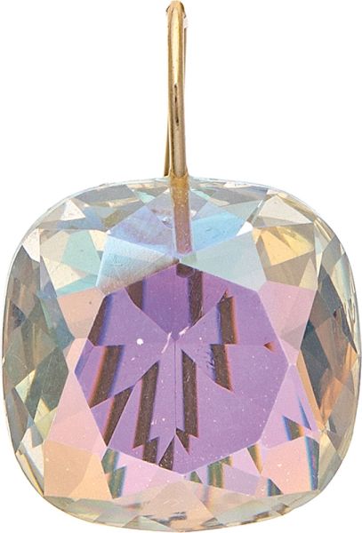 Gold Aurora Borealis Clear Faceted Gem Drop Earrings
