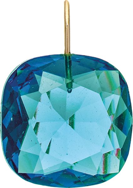 Gold Blue Faceted Gem Drop Earrings
