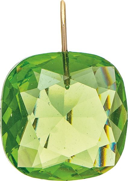 Gold Green Faceted Gem Drop Earrings
