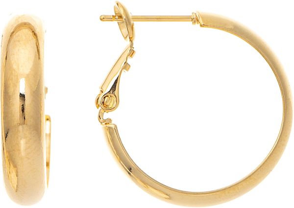 Gold Half Round Wire 3/4" Hoop Earring