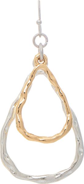 TWO TONE DOUBLE TEARDROP EARRINGS
