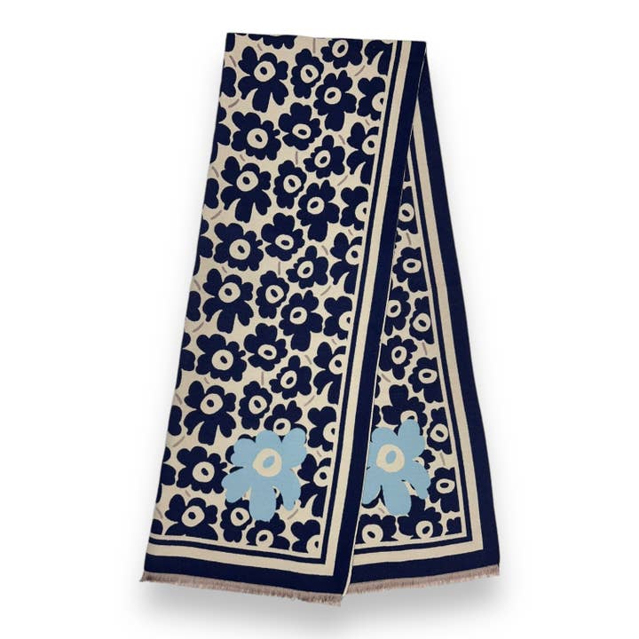 BLUE FLOWER PRINT SCARF