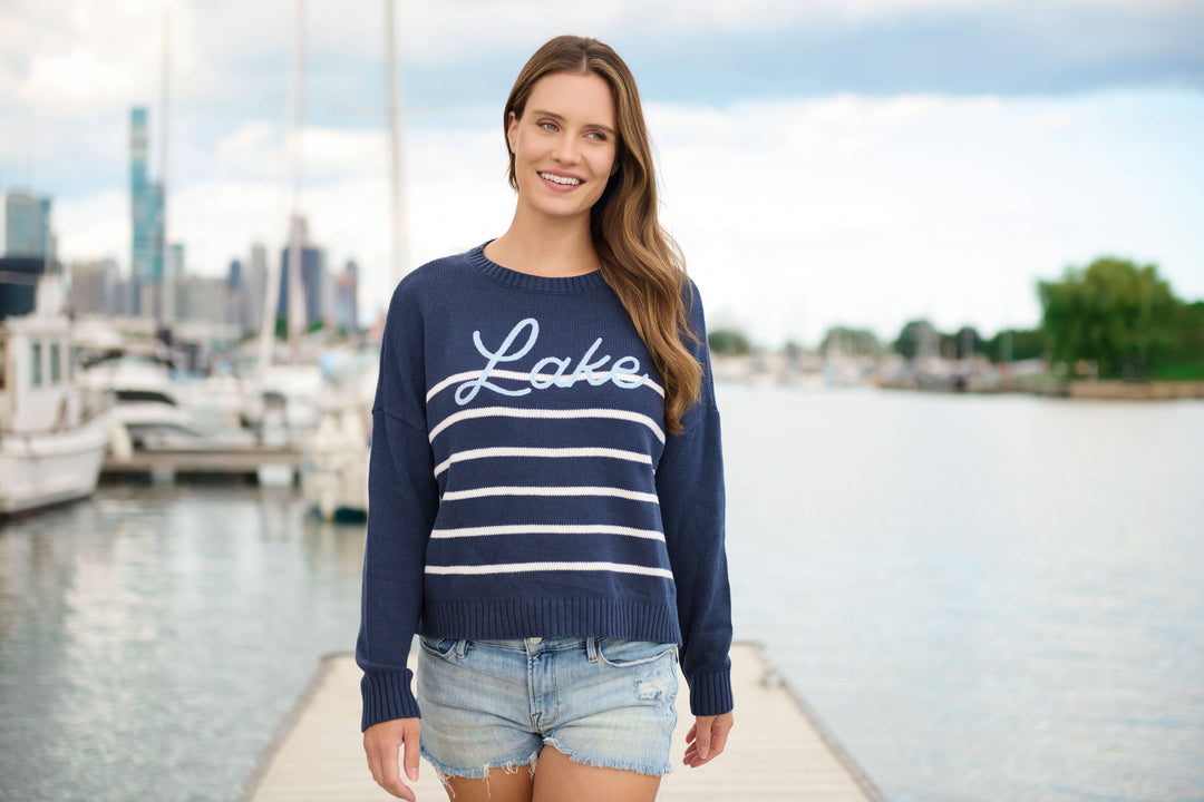 NAVY "LAKE" RELAXED FIT SWEATER
