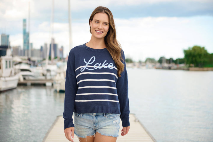 NAVY "LAKE" RELAXED FIT SWEATER
