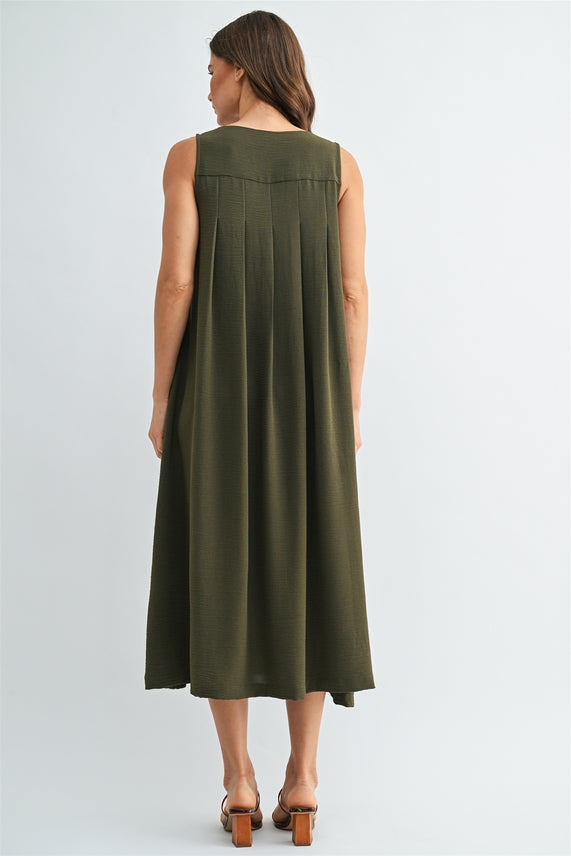 CONSTANCE SLEEVELESS PLEATED DRESS