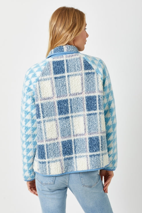 SNOW PROBLEM MIXED PRINT FLEECE JACKET