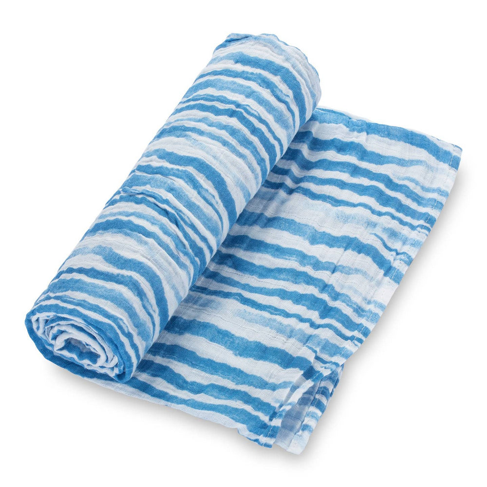WAVING AT YOU STRIPE MUSLIN SWADDLE BLANKET

