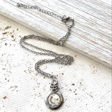 SILVER DOUBLE SWAROVSKI CRYSTAL NECKLACE