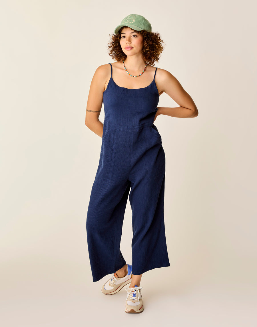 NAVY KNOX GAUZE JUMPSUIT