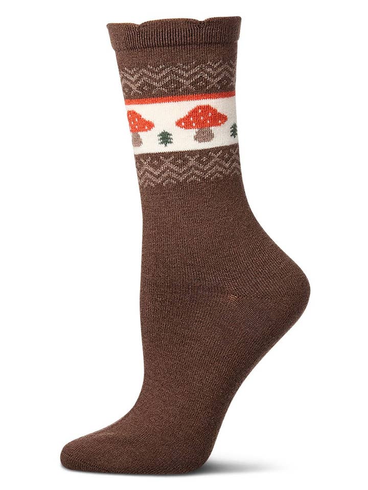 MUSHROOM FAIRISLE CASHMERE CREW SOCKS