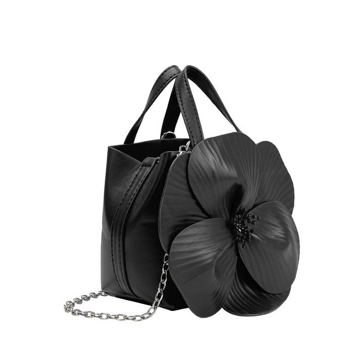 MONROE BLACK FLOWER TOP HANDBAG
