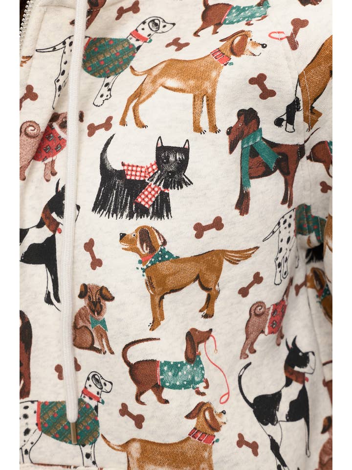 HOLIDAY PUPS ZIP UP HOODIE

