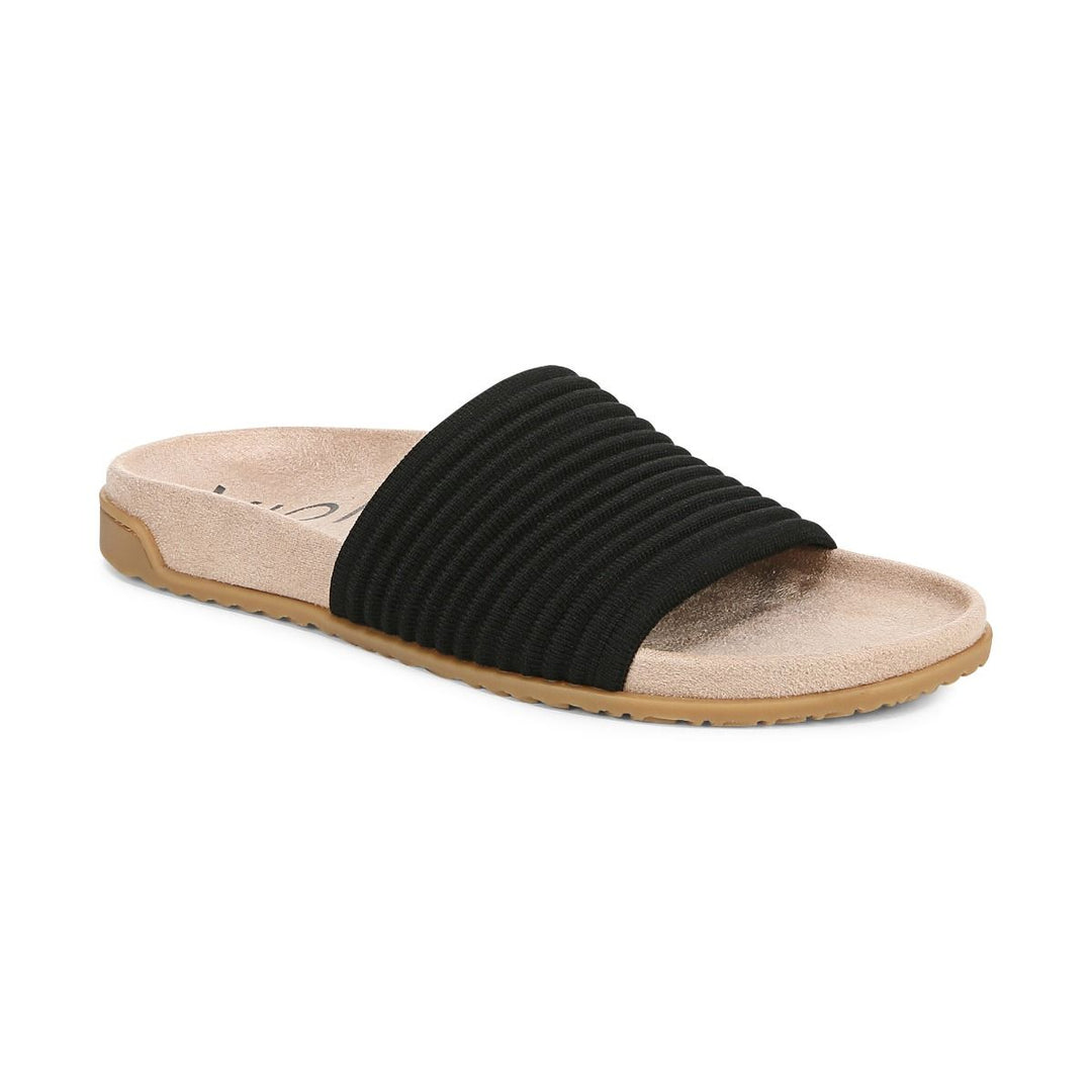EVIE BLACK KNIT SLIDE SANDAL