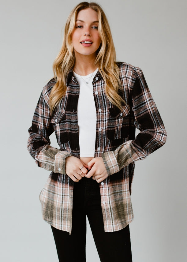 CHOCOLATE S'MORE FLANNEL PLAID SHIRT