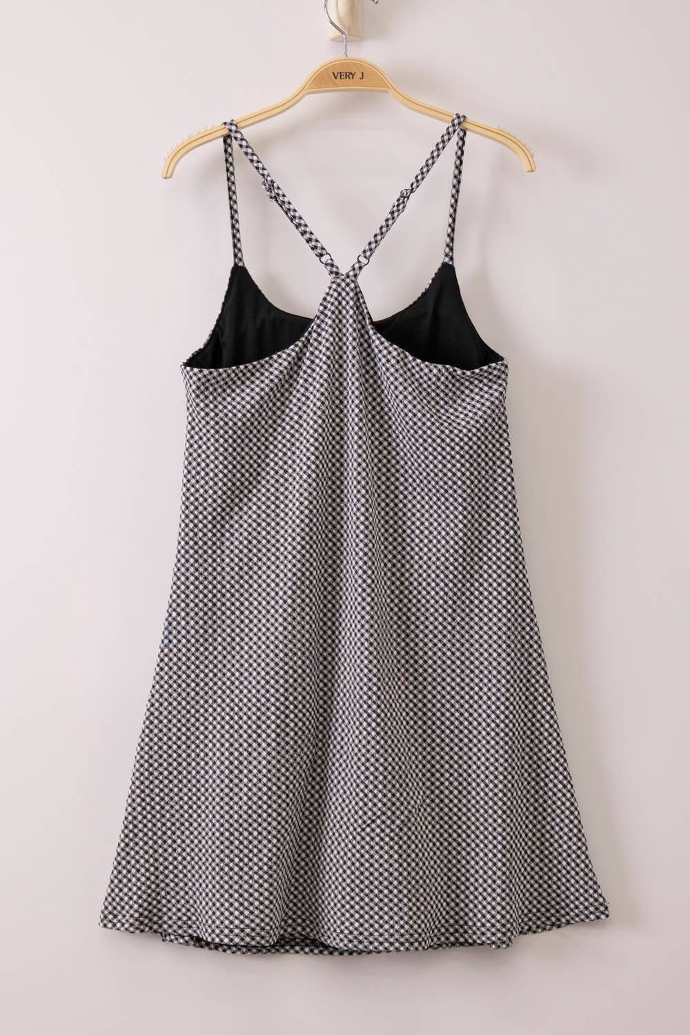 MELANIE BLACK TEXTURED CHECK ACTIVE DRESS
