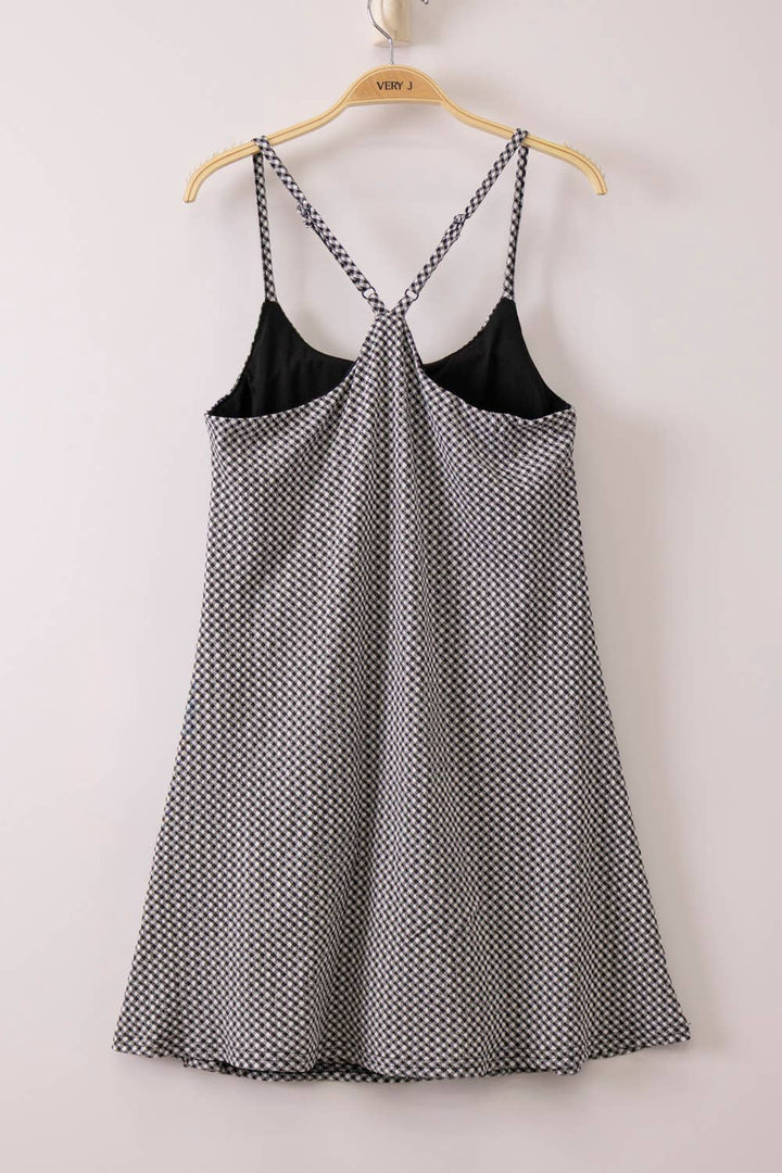 MELANIE BLACK TEXTURED CHECK ACTIVE DRESS
