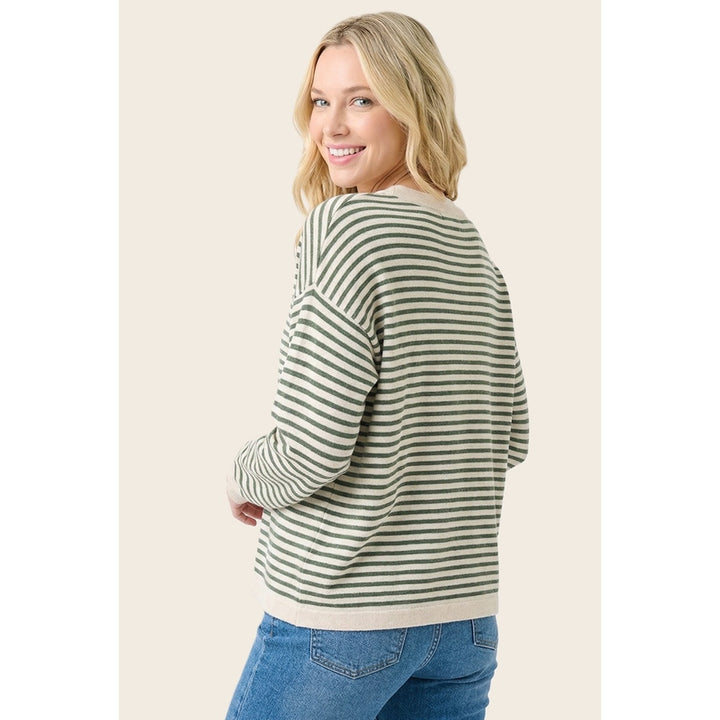 OLIVE & NATURAL STRIPE SWEATER