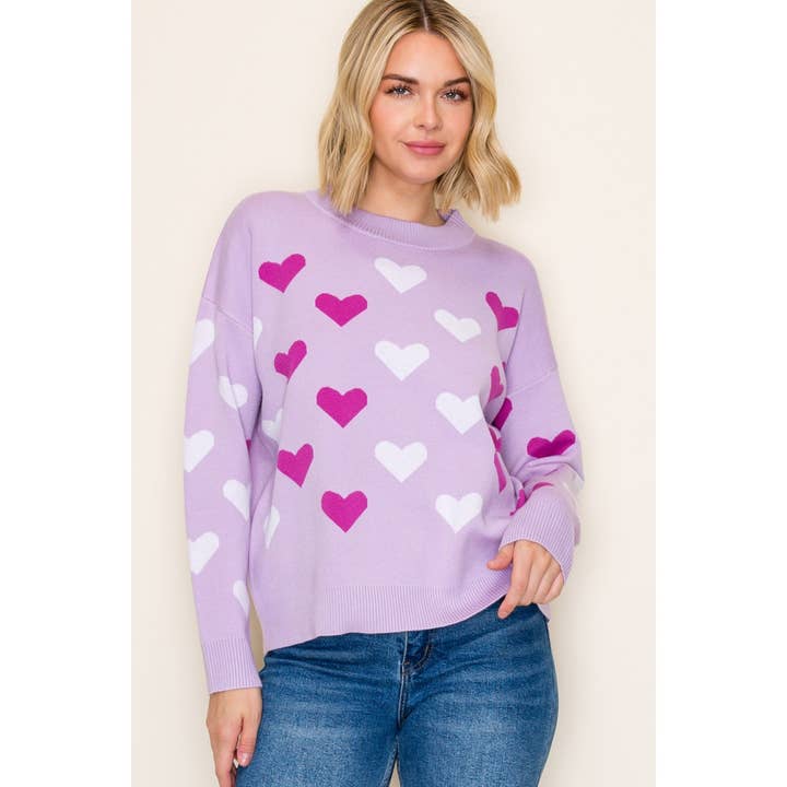 LAVENDER FOLLOW YOUR HEART SWEATER
