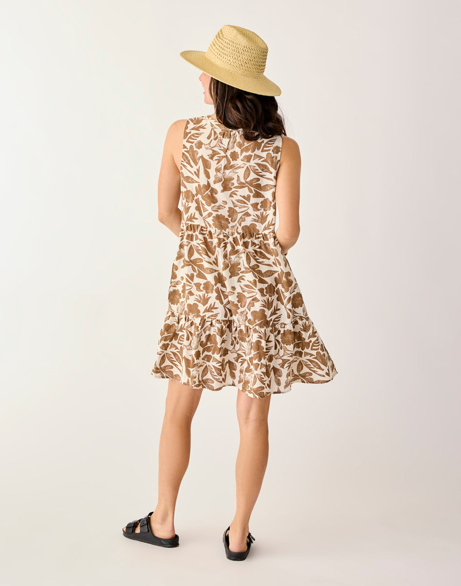 NELLIE RUM PRINT LINEN DRESS