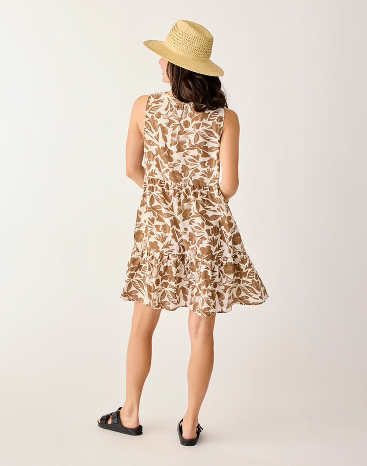 NELLIE RUM PRINT LINEN DRESS