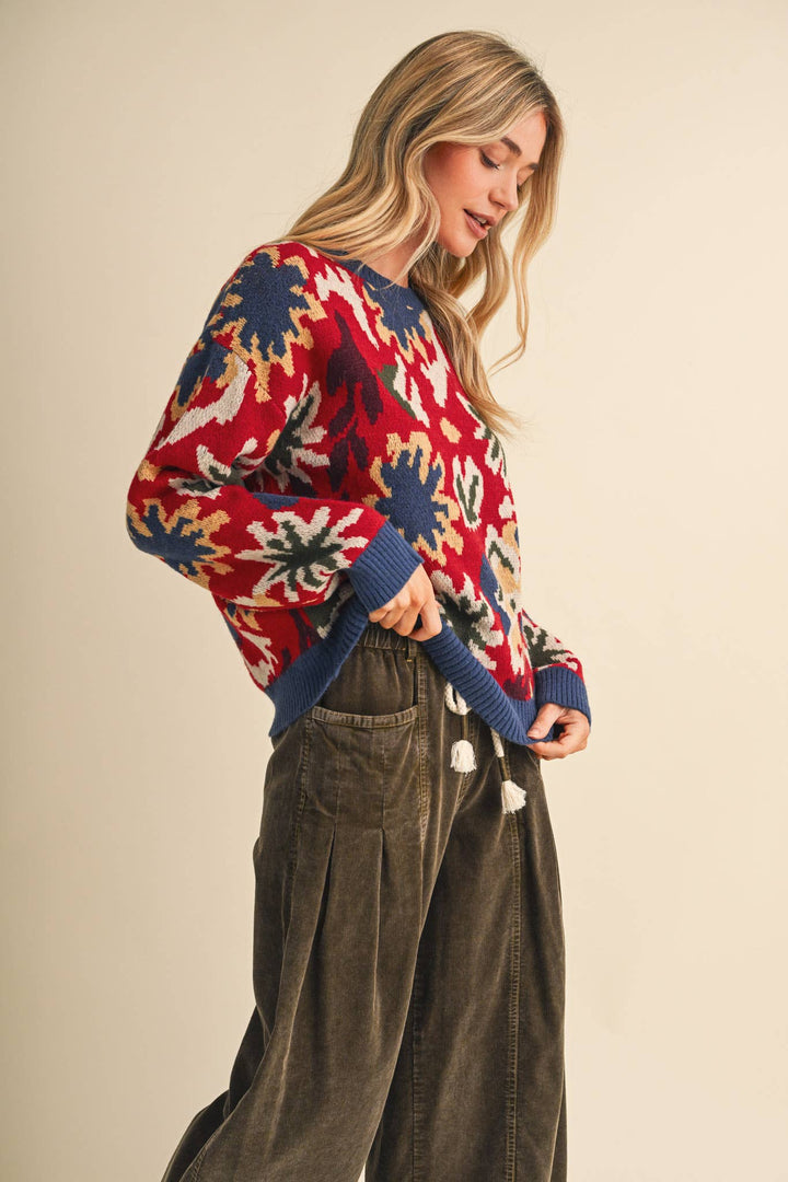 AUTUMN ABSTRCT GARDEN  SWEATER