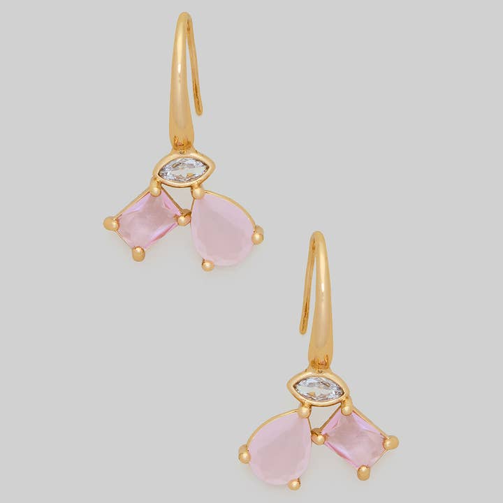 PINK & CLEAR CRYSTAL DROP EARRINGS

