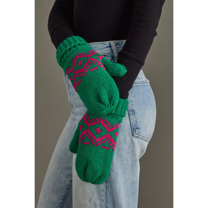 GREEN & HOT PINK MITTENS
