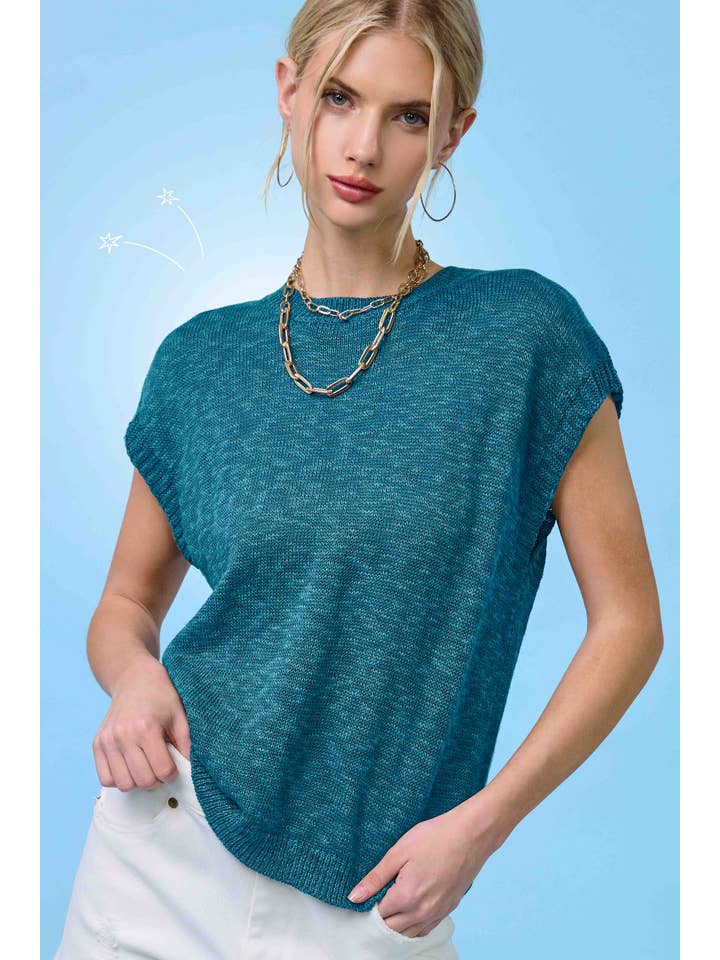 REGGIE DEEP OCEAN LIGHTWEIGHT SLUB KNIT SWEATER