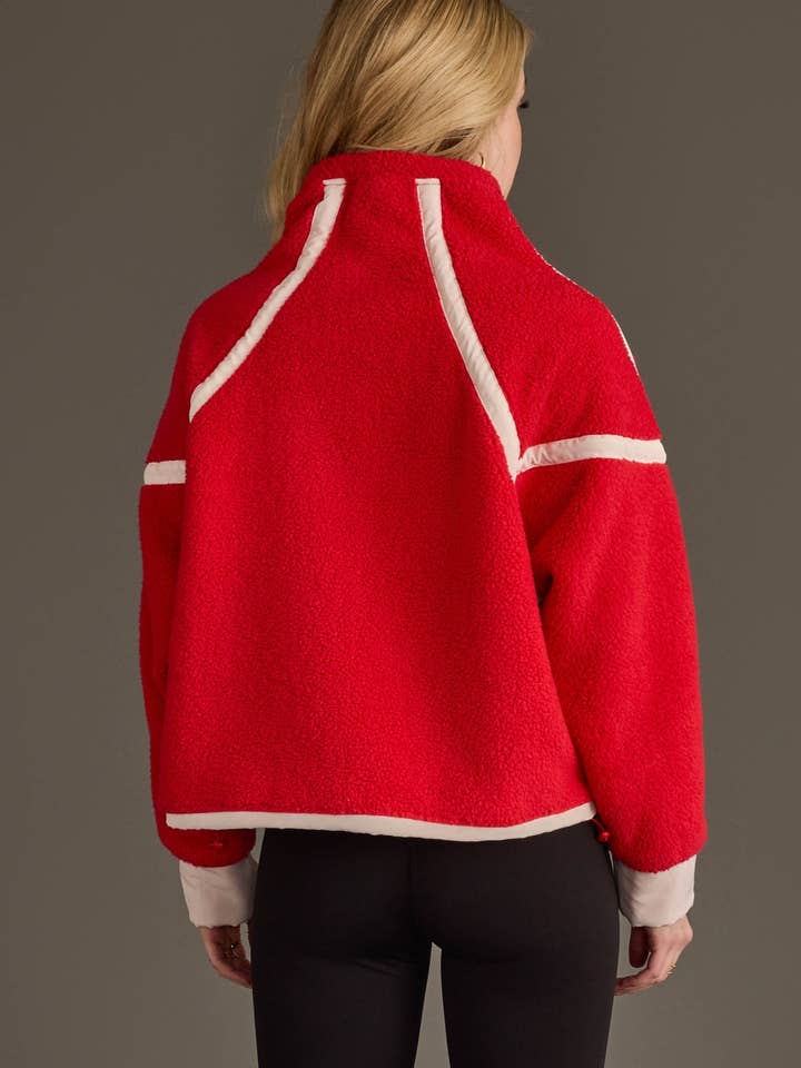 RED SHERPA FLEECE HALF ZIP