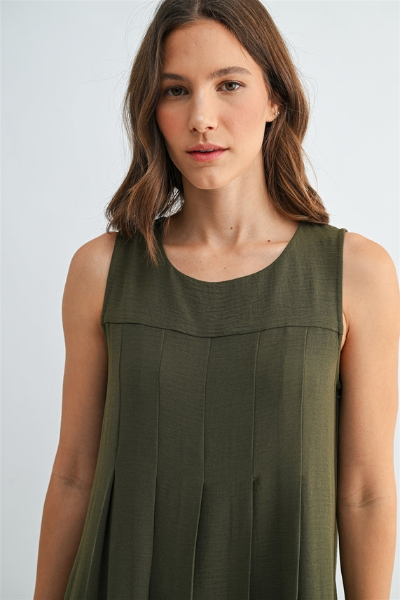 CONSTANCE SLEEVELESS PLEATED DRESS