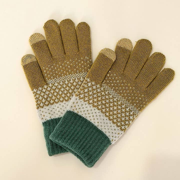 MUSTARD & GREEN STOCKHOLM STRIPE KNIT GLOVES
