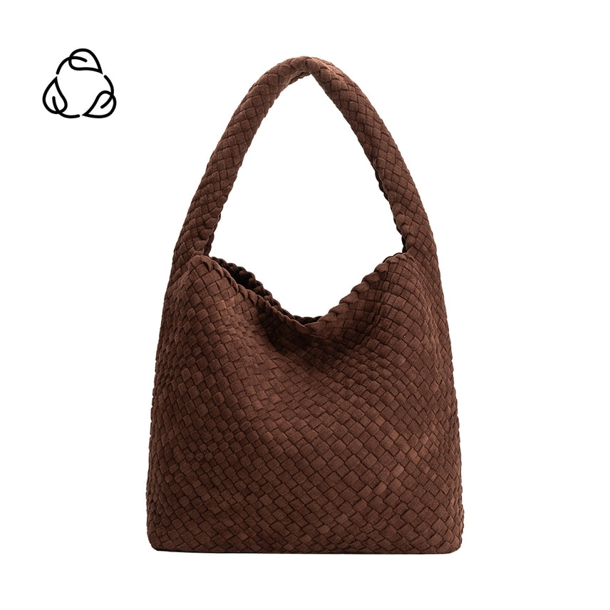TOBACCO JOHANNA SUEDE VEGAN WOVEN SHOULDER BAG
