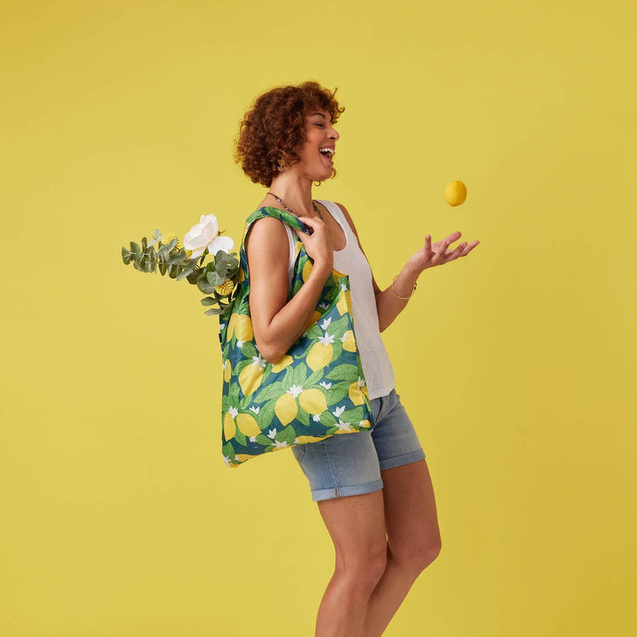 Vintage Lemons Reusable Shopper Blu Bag