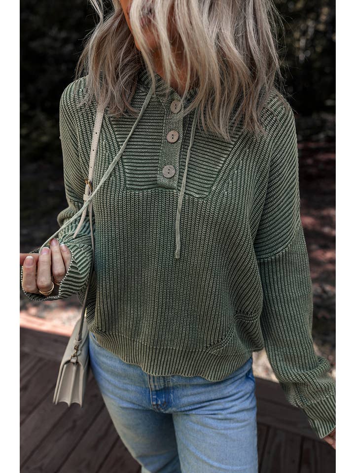 MARLEY PINE 3 BUTTON HOODIE SWEATER
