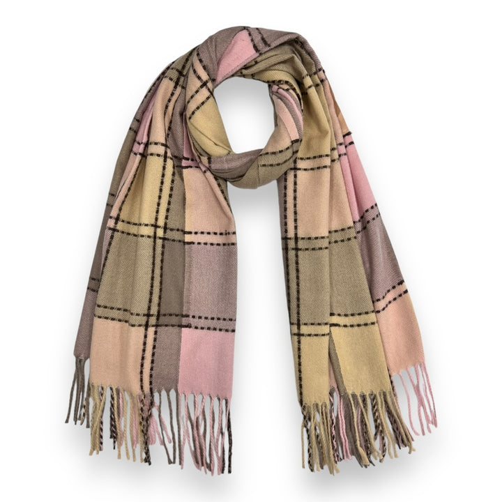 GREY & BLUSH BOX CHECK SCARF