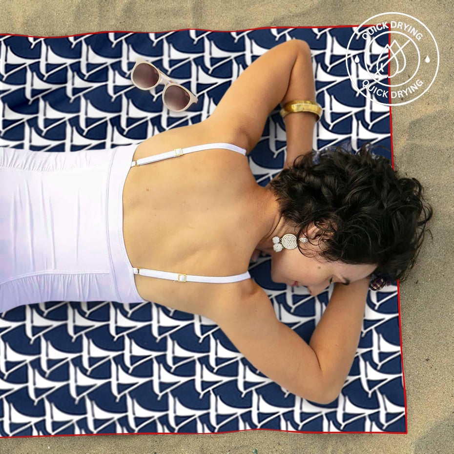 SAILBOATS & ANCHORS REVERSIBLE ECO BEACH TOWEL