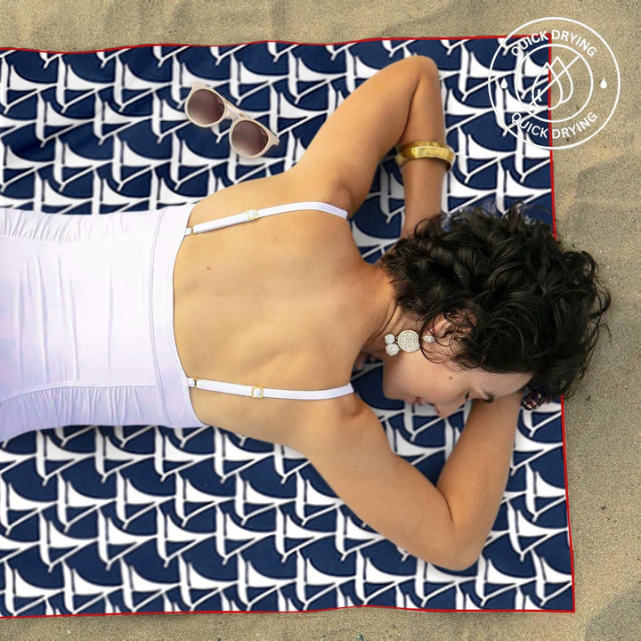 SAILBOATS & ANCHORS REVERSIBLE ECO BEACH TOWEL