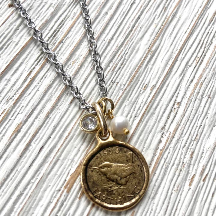 MIXED METAL  ENGLISH ROYAL BIRD NECKLACE