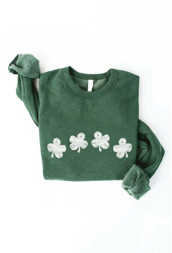 4 LUCKY CLOVERS GRAPHIC CREW SWEATSHIRT
