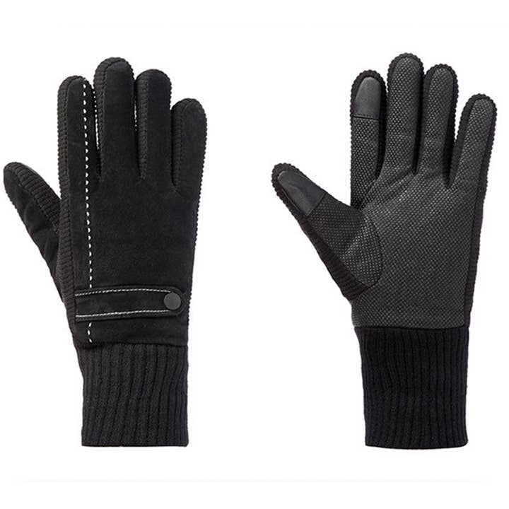 BLACK SUEDE KNIT GLOVES
